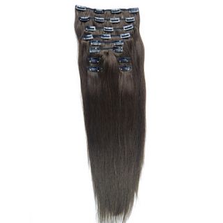 24 Inch 10 Pcs 100% Indian Remy Hair Silky Straight Clip In Hair Extensions