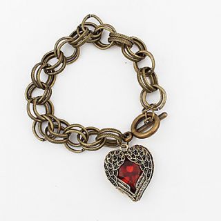 Womens Vintage Heart Pendant Bracelet