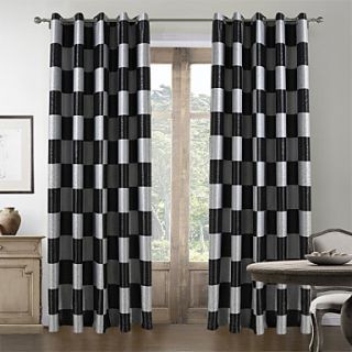 (One Pair) Mordern Check Jacquard Room Darkening Curtain