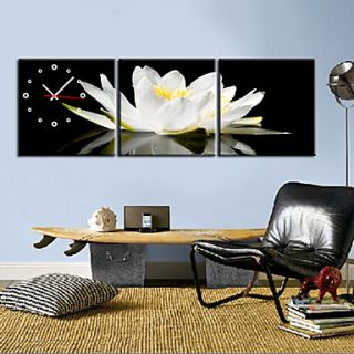 Modern Style Floral Canvas Wall Clock 3pcs K162