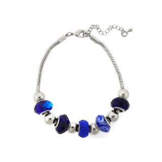 Bridge Jewelry Silver Plated Blue Glass Bead Bracelet