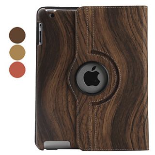 Wood Grain Pattern PU Leather Case with Stand for iPad 2 and the New iPad (Assorted Colors)