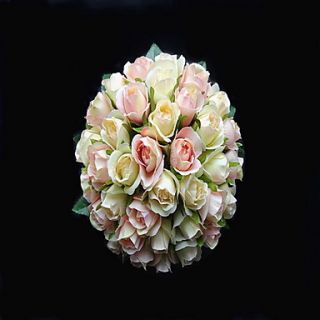 Lovely Satin/Cotton Round Shape Wedding Bouquet