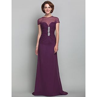 Sheath/Column Jewel Chiffon And Tulle Mother of the Bride Dress (493636)