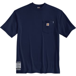 Carhartt Flame Resistant Short Sleeve T Shirt   Dark Navy, X Large, Tall Style,