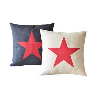 Set of 2 Country Star Cotton/Linen Decorative Pillow Cover