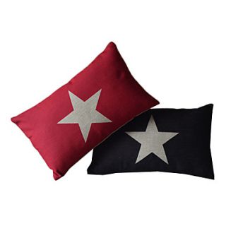 Set of 2 Star Cotton/Linen Decorative Pillow Cover