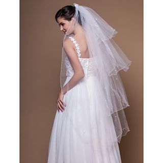 Four tier Fingertip Wedding Veils With Pencil/Finished Edge (More Colors)