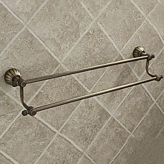 Simple Round Style Antique Brass Double Towel Bar