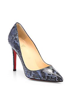 Christian Louboutin Pigalle 100 Python Pumps   Navy