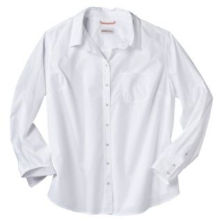 Merona Womens Plus Size Long Sleeve Button Down Shirt   White 1