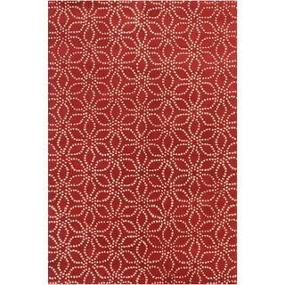 Allie Handmade Floral Red Wool Rug (5 X 76)