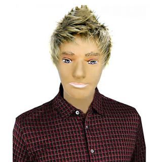 Capless High Quality Synthetic Short Straight Blonde Mens Wigs