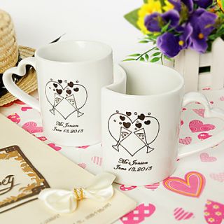 Personalized Heart shaped Double Mugs Set