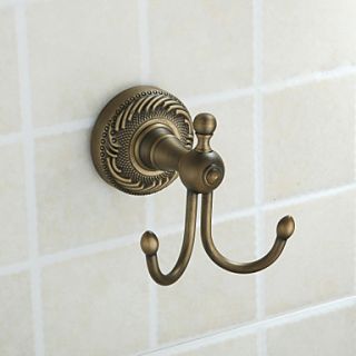 Antique Brass Finish Brass Material Robe Hooks (Double Hook)