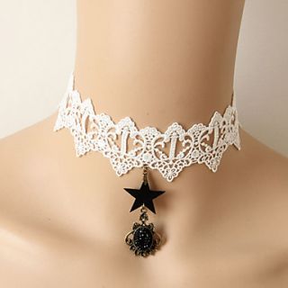 Fashion White Lace Necklace Choker with Star Pendant