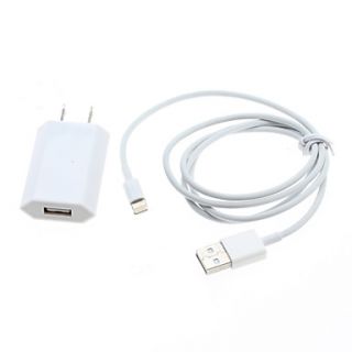 US Plug USB Power Adapter with USB Cable for iPhone 5