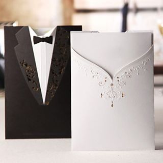 Classic Gown Tux On Different Side Wedding Invitation (Set of 50)