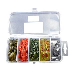 Soft Bait Shrimp/Worm/Hook /Fishing Lure Packs (26pcs) (Color Random)