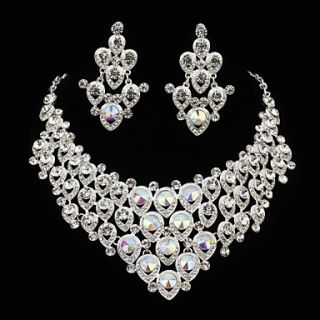 Elegant Alloy With Colorful Rhinestones Womens Jewelry Set Including Necklace,Earrings