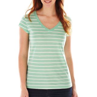 A.N.A Essential V Neck Tee   Tall, Green/White