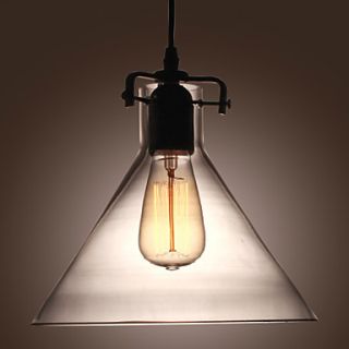 60W Contemporary Metal Pendant Light With Glass Shade