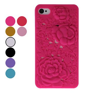 Rose Pattern Hard Case for iPhone 4 (Assorted Colors)