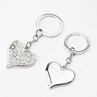 Personalized Heart Design Keyring With Rhinestone (Set of 4)