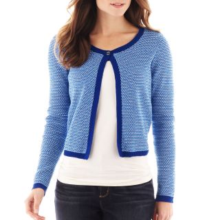 LIZ CLAIBORNE Long Sleeve Cropped Cardigan Sweater   Tall, Blue, Womens