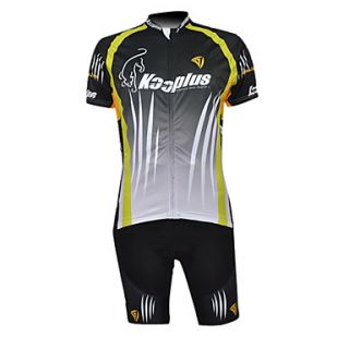 Kooplus 100% Polyester Short Sleeve Quick Dry Mens BIB Short Cycling Suits(Black And Green)