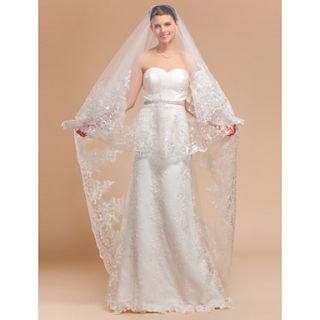 Gorgeous One tier Chapel Wedding Veils With Lace Applique/Finished Edge