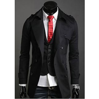 Mens Double Breasted Cotton Lapel Overcoat