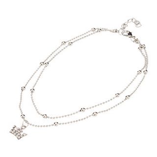 Small And Exquisite Crown Zircon Double Anklet