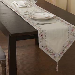16x87 Classic Beige Polyester Floral Table Runners