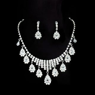 Luxury Alloy With Rhinestone Womens Jewelry Set Including Necklace,Earrings