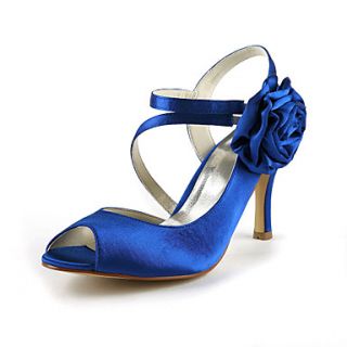 Gorgeous Satin Stiletto Heel Peep Toe With Flower Wedding Shoes (More Colors)