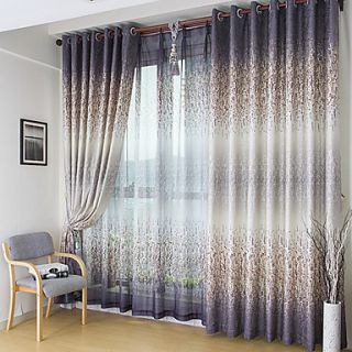 (One Pair) Modern Print Polyester Energy Saving Curtain