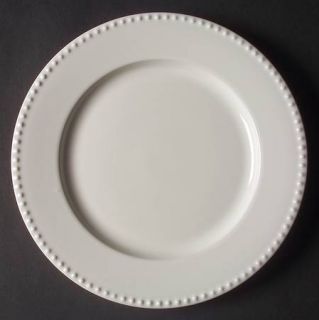 Dansk Rondure Rice Dinner Plate, Fine China Dinnerware   All White,Beads & Lines