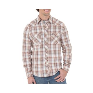 Wrangler Western Style Plaid Woven Shirt, Gray/Brown, Mens