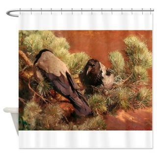  Hooded Crows in Pine Tree Shower Curtain  Use code FREECART at Checkout