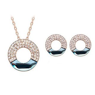 Womens Womens Diamond Hollow Circle Necklace Earrings Set