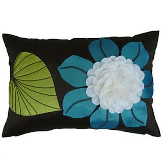 Black Patchwork Floral Polyester Pillow Cover