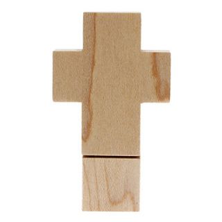32GB Fashionable Design Wooden Cross Shaped USB Flash Drive (Brown)