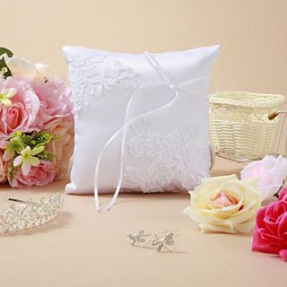 Wedding Ring Pillow With Embroidery And Ribbon