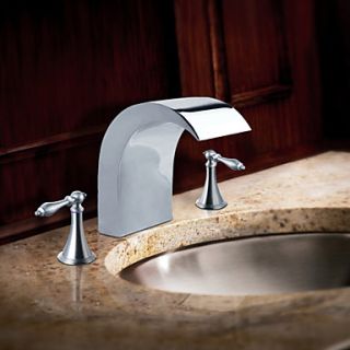 Chrome Finish Stainless Steel Contemporary Style Widespread Bathroom Sink Faucets