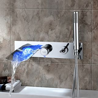 Sprinkle by Lightinthebox   Chrome Finish Color Changing Wall Mount Tub Faucet With Hand Shower