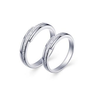 Elegant Platinum Plated Crystal Couples Rings