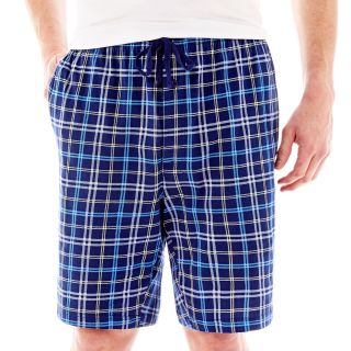 Stafford Knit Pajama Shorts Big and Tall, Navy Plaid, Mens