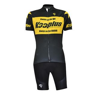 Kooplus 100% Polyester Short Sleeve Quick Dry Mens Cycling Suits(Black And Yellow)