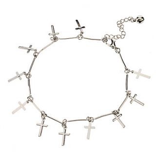 The Cross Pendant Metal Anklet(Platinum)